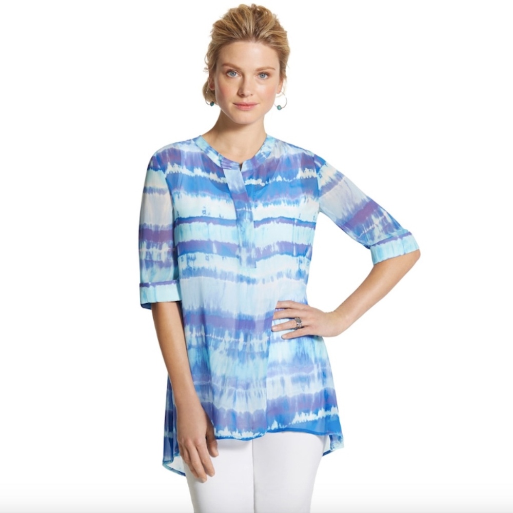 Chicos Silky Tunic Short Sleeve - Size 0 (S/M)